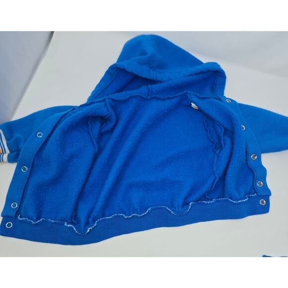 Vintage Toddler Blue Striped Jogger Outfit Acrylic 3T Sweat Jacket and Pants - Picture 3 of 12